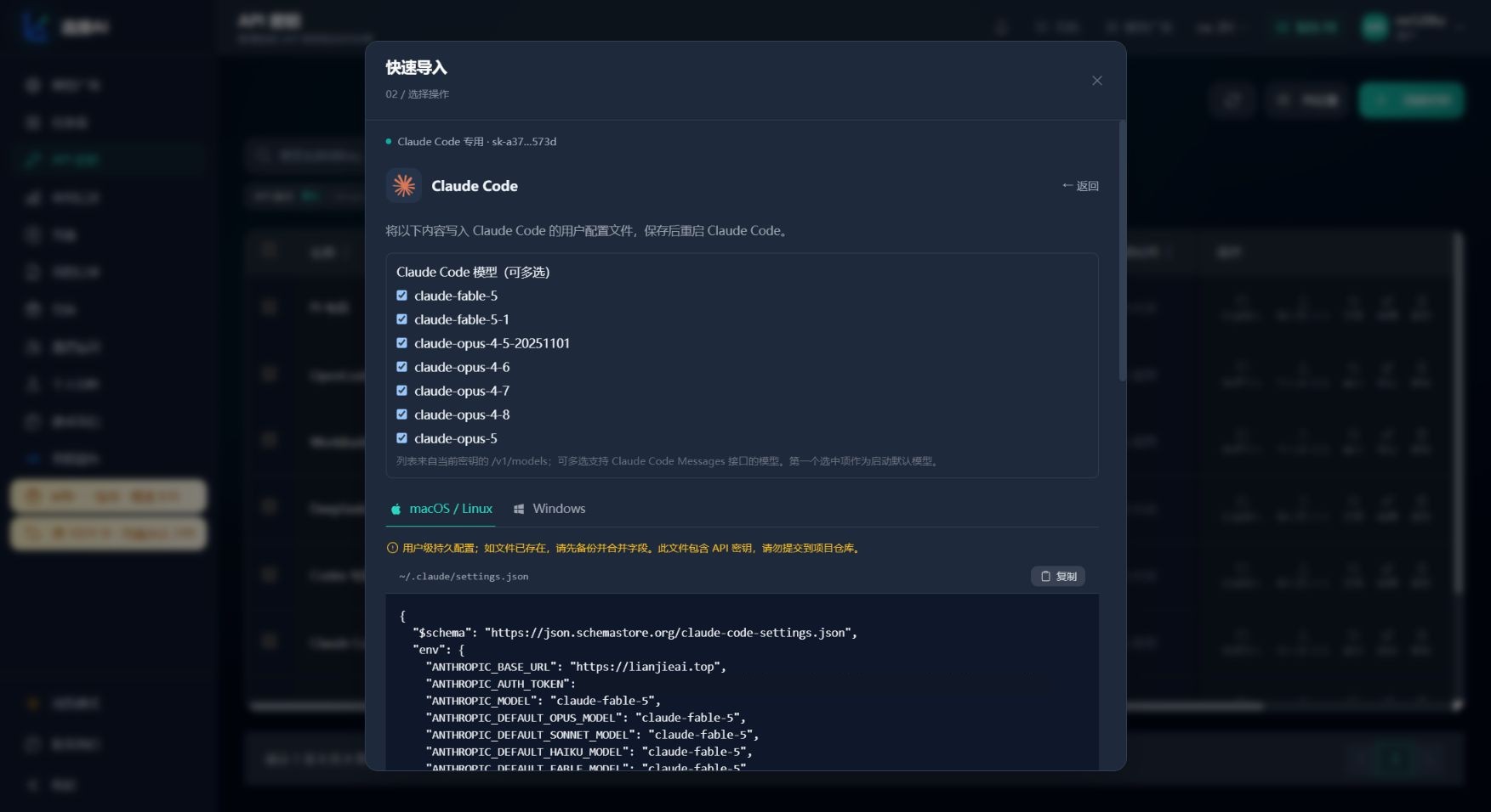 Claude Code 模型多选与 settings.json 文件的主站完整视口